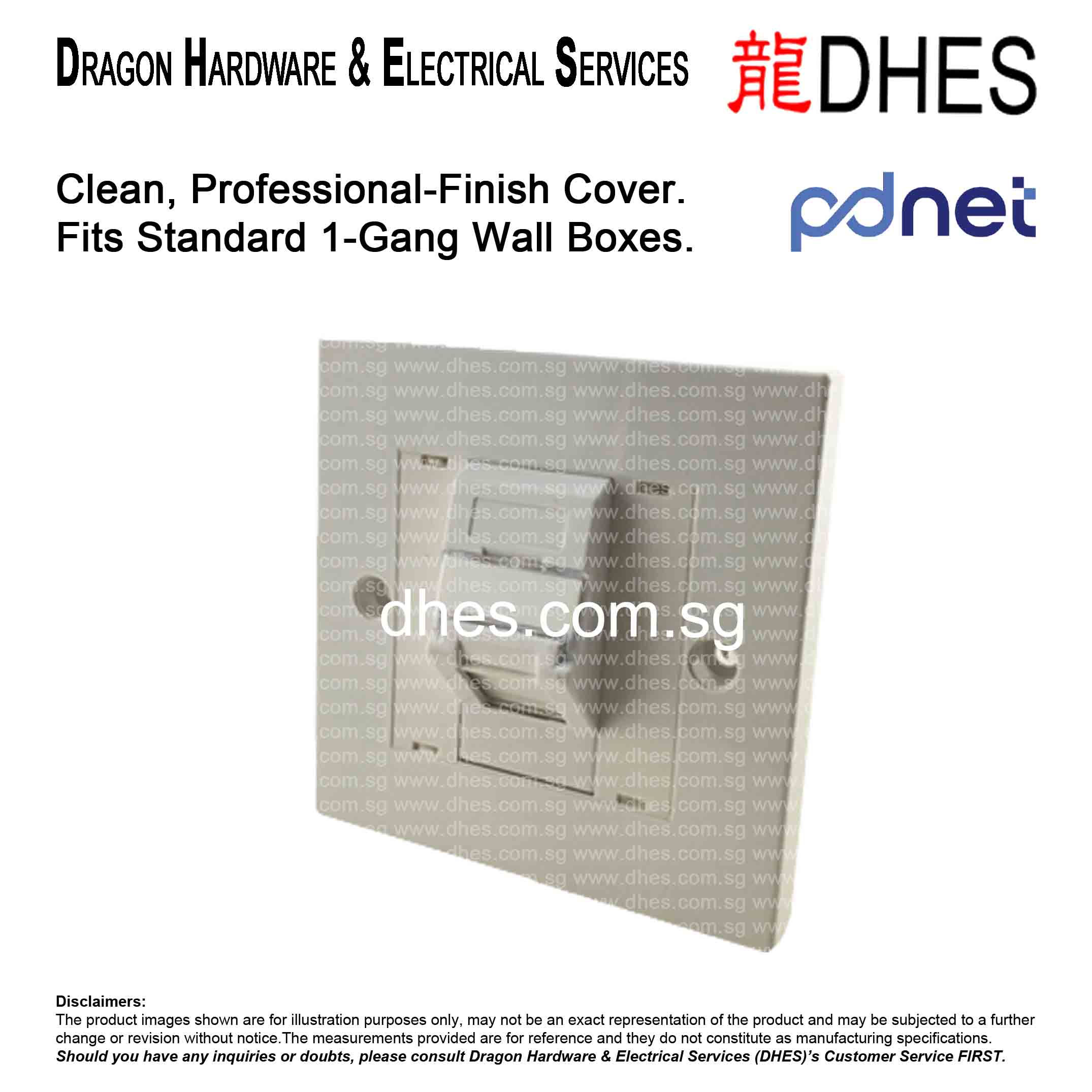 PDnet Keystone Faceplate 1-Gang, Angled - Network Wall Outlet Cover Front Cover