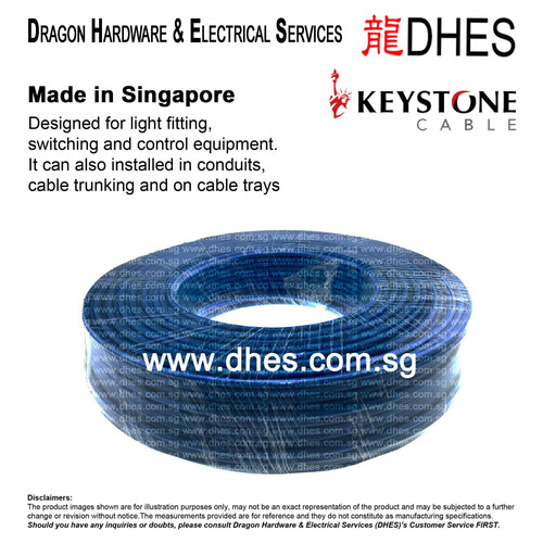 Keystone 1 Core 1C 4.0mm2 x 7/0.85mm Blue PVC Insulated Wire Cable ...
