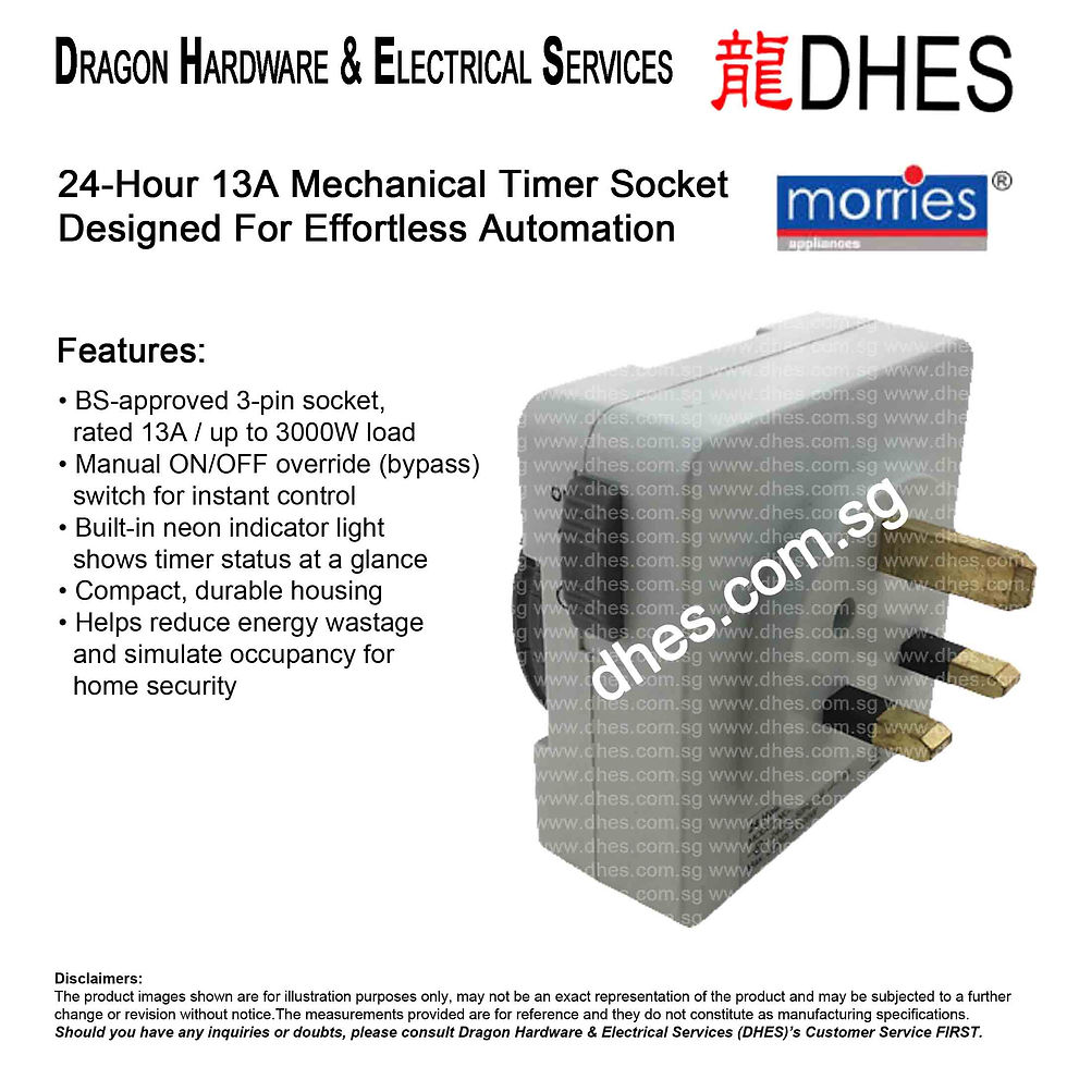 Thumbnail: Morries 24-Hour Mechanical Timer Socket 13A | Plug-In Automatic l MS24SQ-15MT Back View