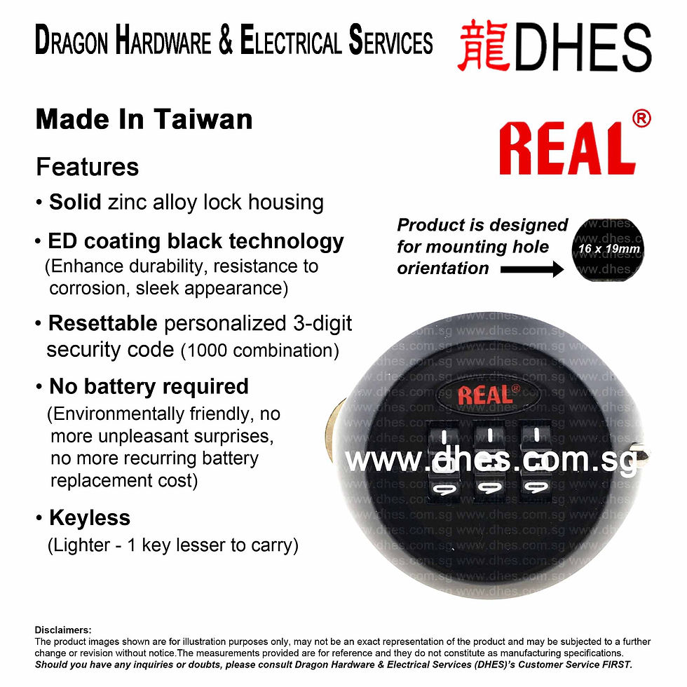 REAL High Security 17mm 12 - 6 Resettable Keyless Combination Lock 9047 Front Cover