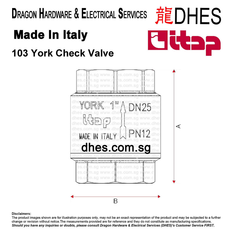 Thumbnail: ITAP 103 1/2” (DN15) York Check Valve Made in Italy 1030012 Specifications