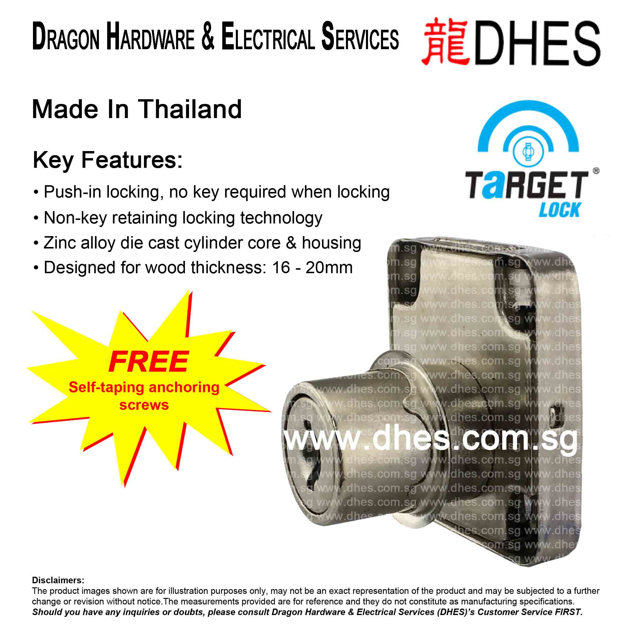 Target Wooden Furniture Square Drawer Lock 9001-22 Made In Thailand Front Cover