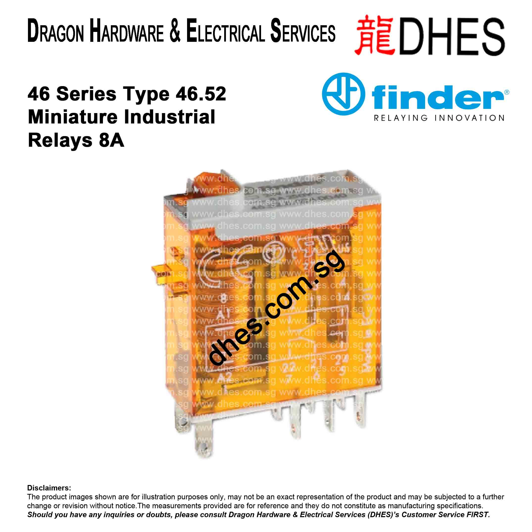 FINDER 46 Series Miniature Relay | Plug-in; AgNi; 2CO 8A| 46.52.x.xxx.0040 Front Cover