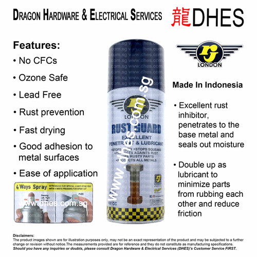 RJ London Rust Guard Aerosol Spray (400ml) Rust Prevention No CFCs ...