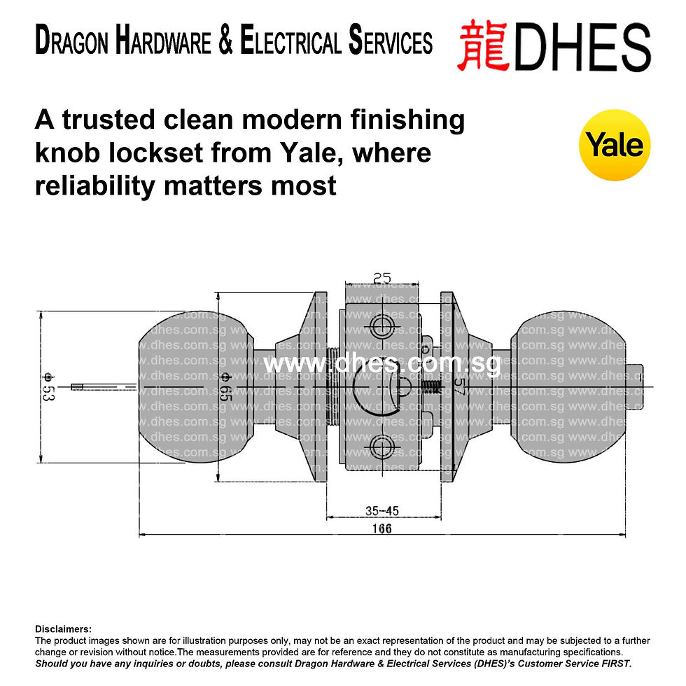 YALE ASSA ABLOY CA5147 / 5127 Series Cylindrical Knobset – Bathroom / Entrance Specifications
