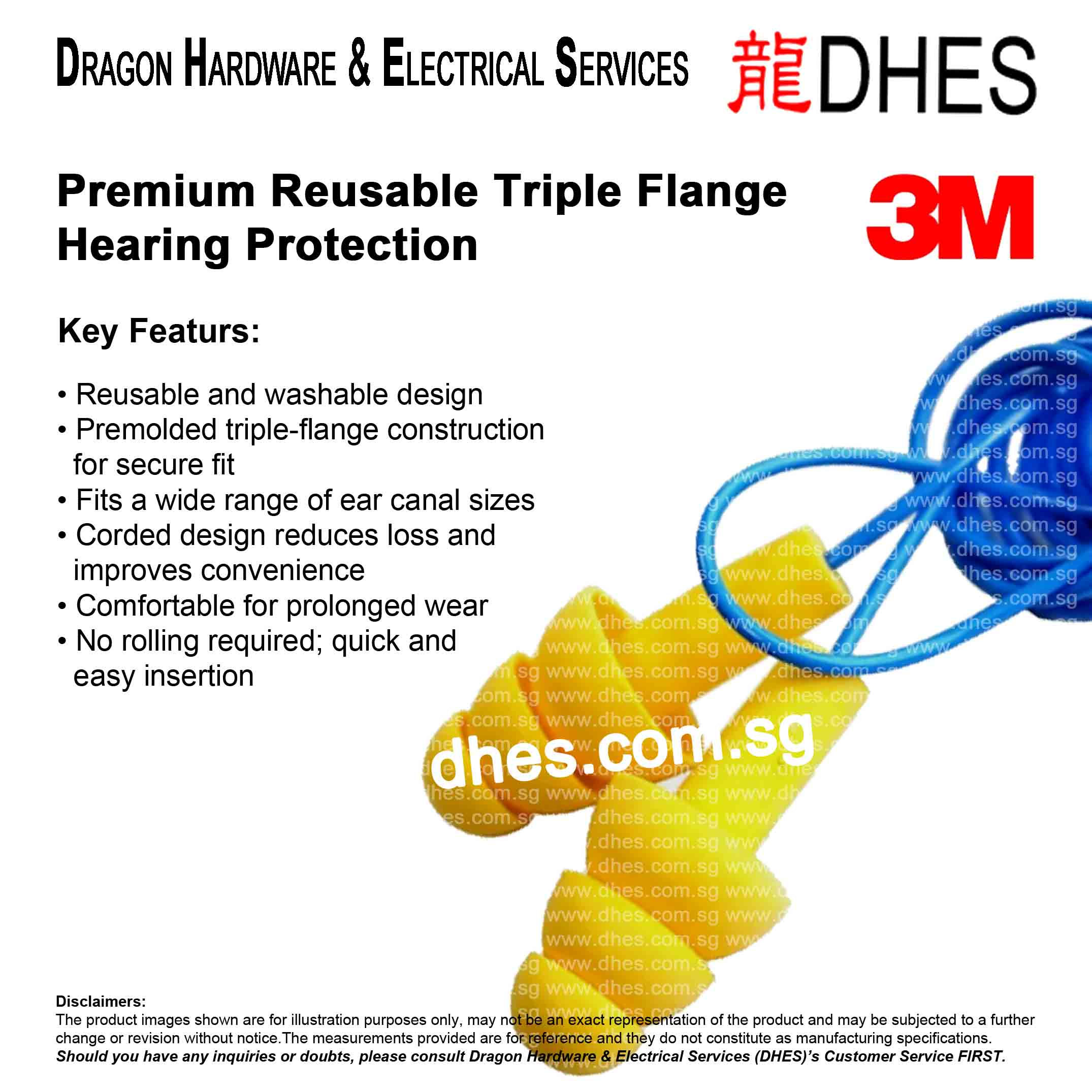 3M E-A-R UltraFit 340-4004 Corded Reusable Earplugs – Triple Flange Front Cover