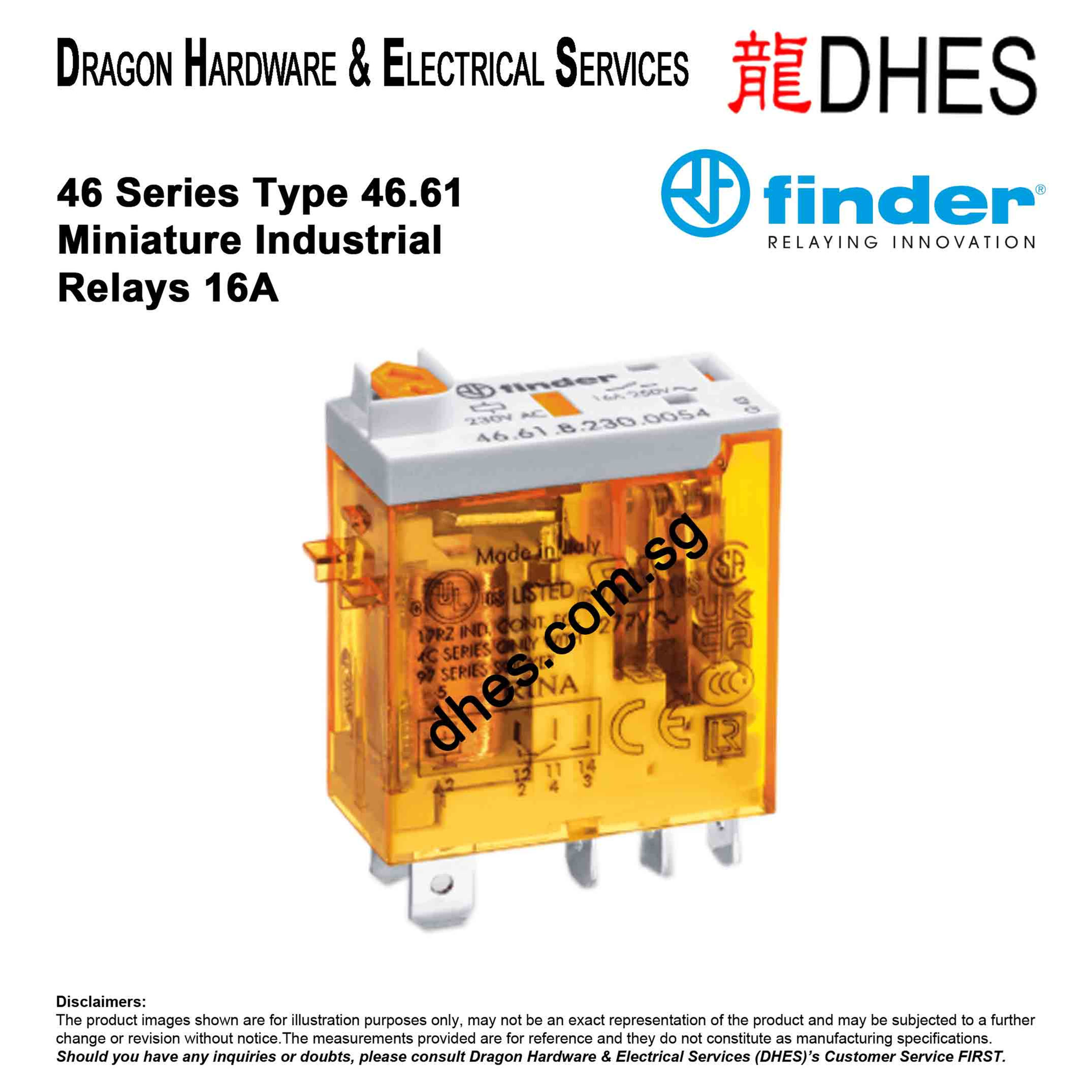 FINDER 46 Series Miniature Industrial Relay | 1CO 16A | 46.61.8.xxx.0040 Front Cover