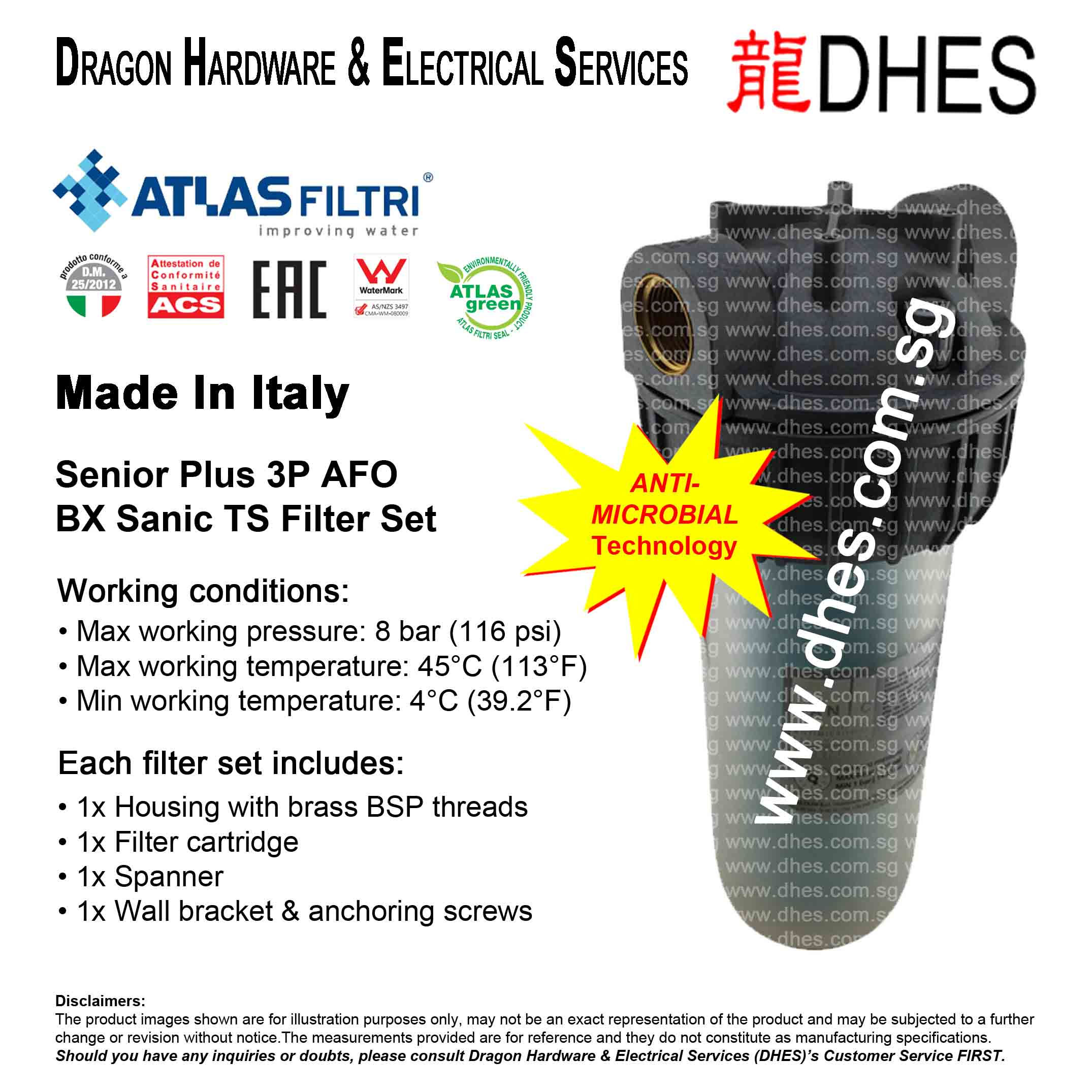 Atlas Filtri Senior Plus 3P AFO BX Sanic TS Housing & Filter Cartridge SA111T421 Front Cover
