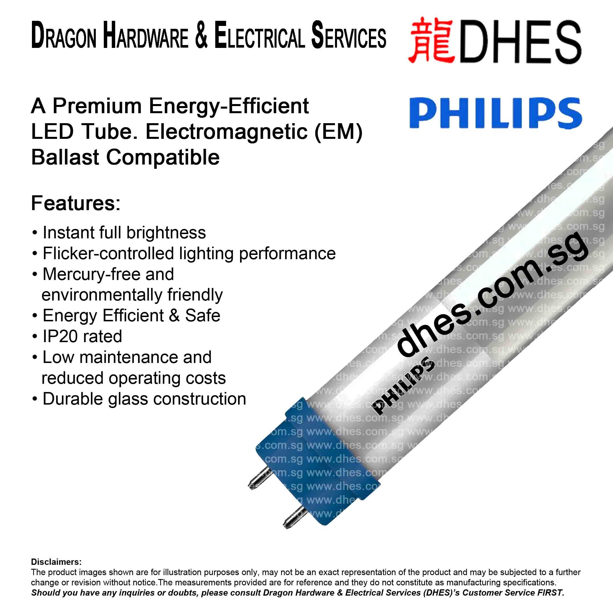 Philips CorePro LEDtube T8 1200mm 18W 840 4000K Cool White G13 EM/ 929001874902 Front Cover