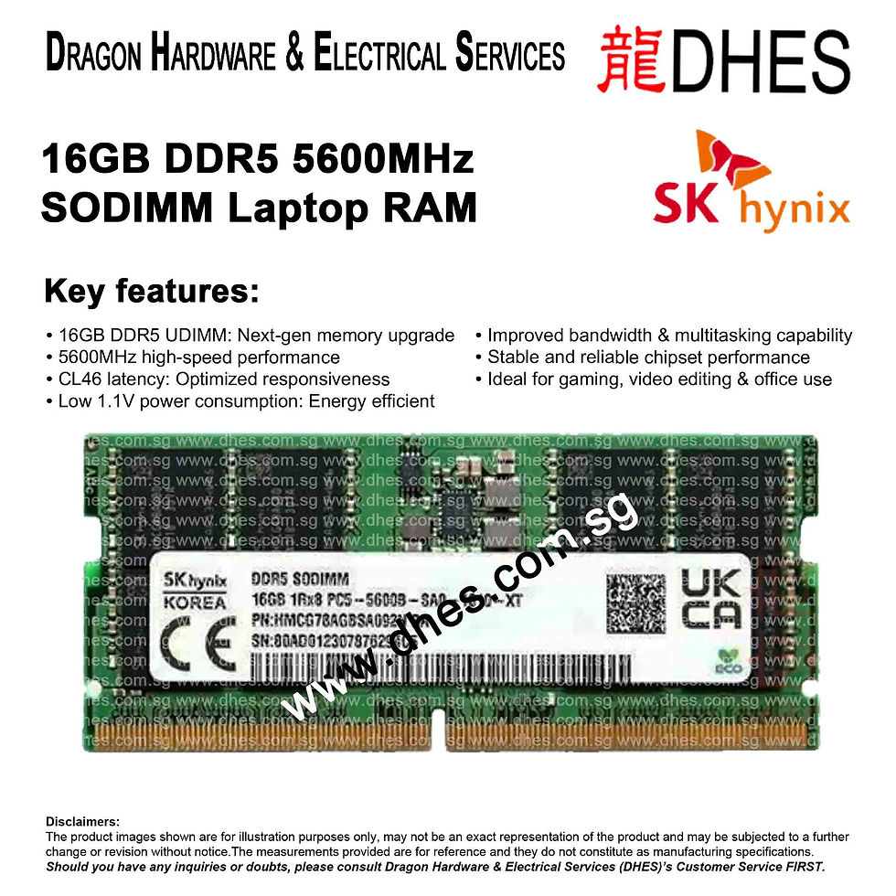 SK HYNIX 16GB DDR5 5600MHz SODIMM Laptop RAM 5th Gen High-Speed Memory CL46 1.1V Front Cover