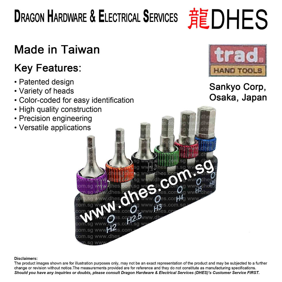 Thumbnail: TRAD 6 Piece Hexagonal Head Bit Set TCH-630 Made in Taiwan By Sankyo Corp, Japan Oblique View