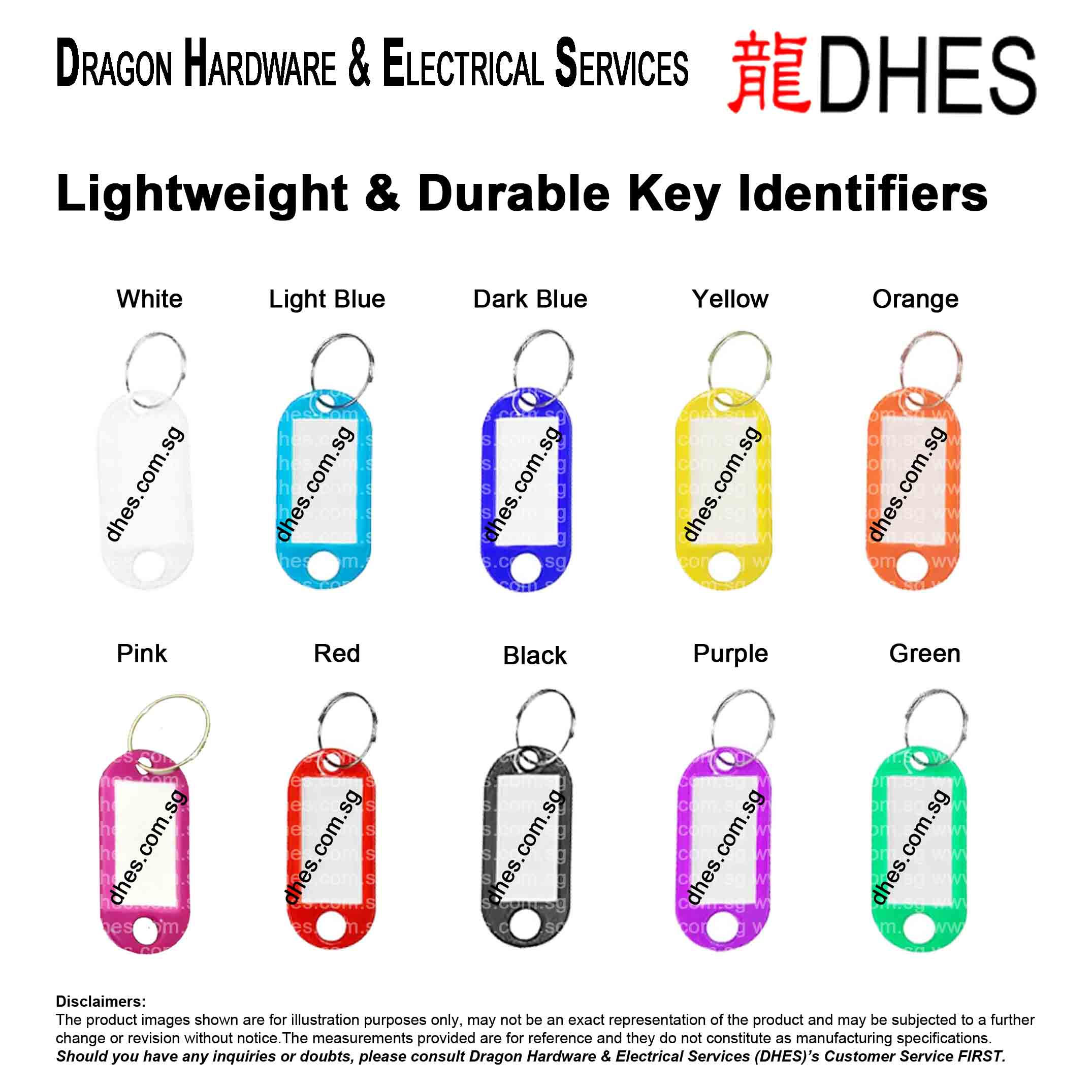 DHES Durable Key Tag Clear PVC Window & Split Ring – Multi-Colour Key Identifier Front Cover