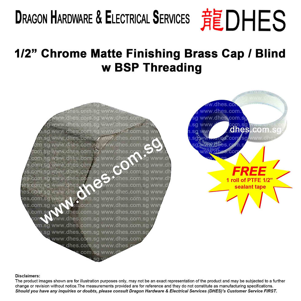 Thumbnail: DHES 1/2” Chrome Matte Finishing Brass Cap Blind w BSP Threading Back View