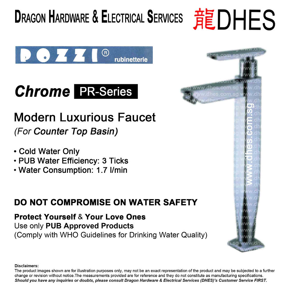 Pozzi PR-Series 321 Chrome Premium Luxurious Counter Top Bathroom Tap Front Cover