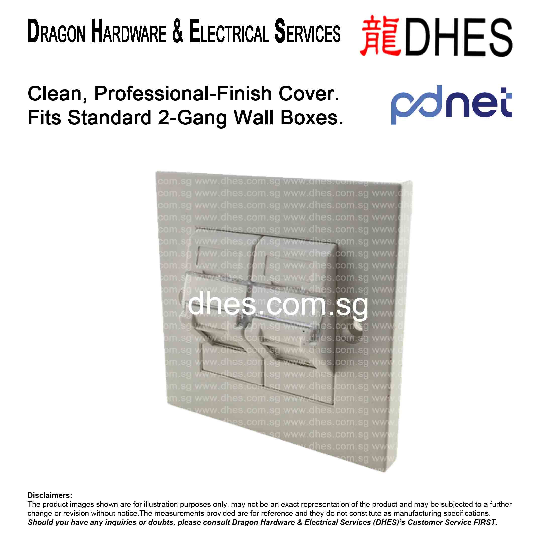 PDnet Keystone Faceplate 2-Gang, Angled - Network Wall Outlet Cover Front Cover