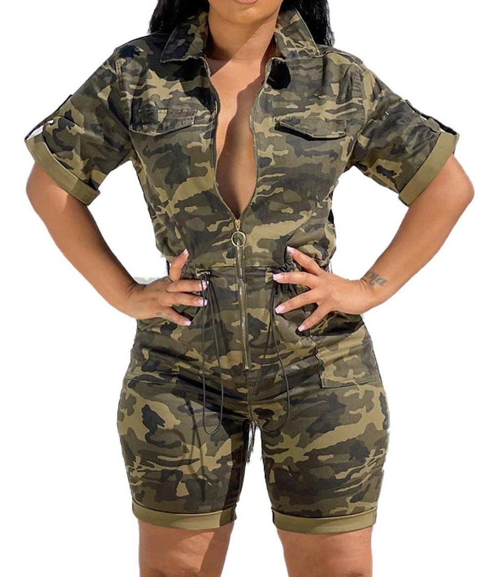 Combat Cutie Camo Zip Romper