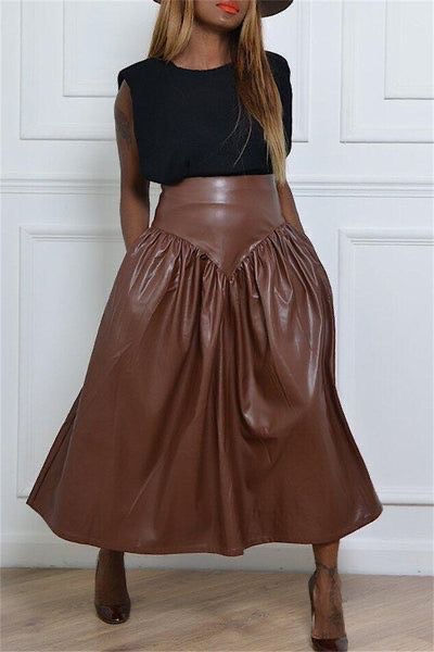 Luxe Faux Leather Midi Skirt
