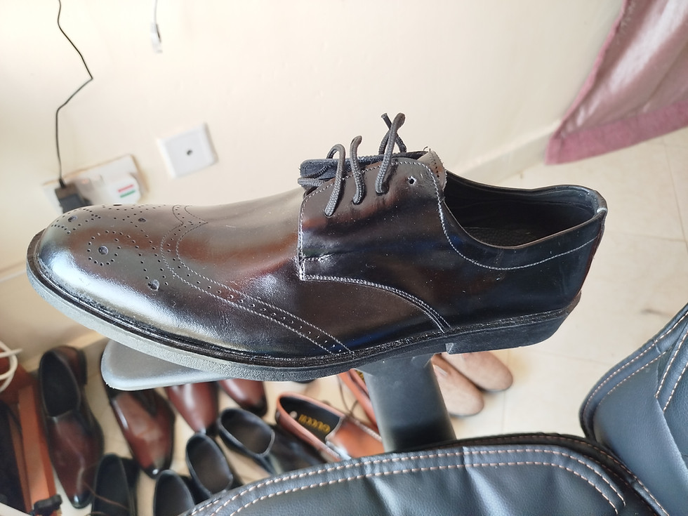 Thumbnail: Round Tip Men's Pure Leather Oxford laced Business Shoes - Black