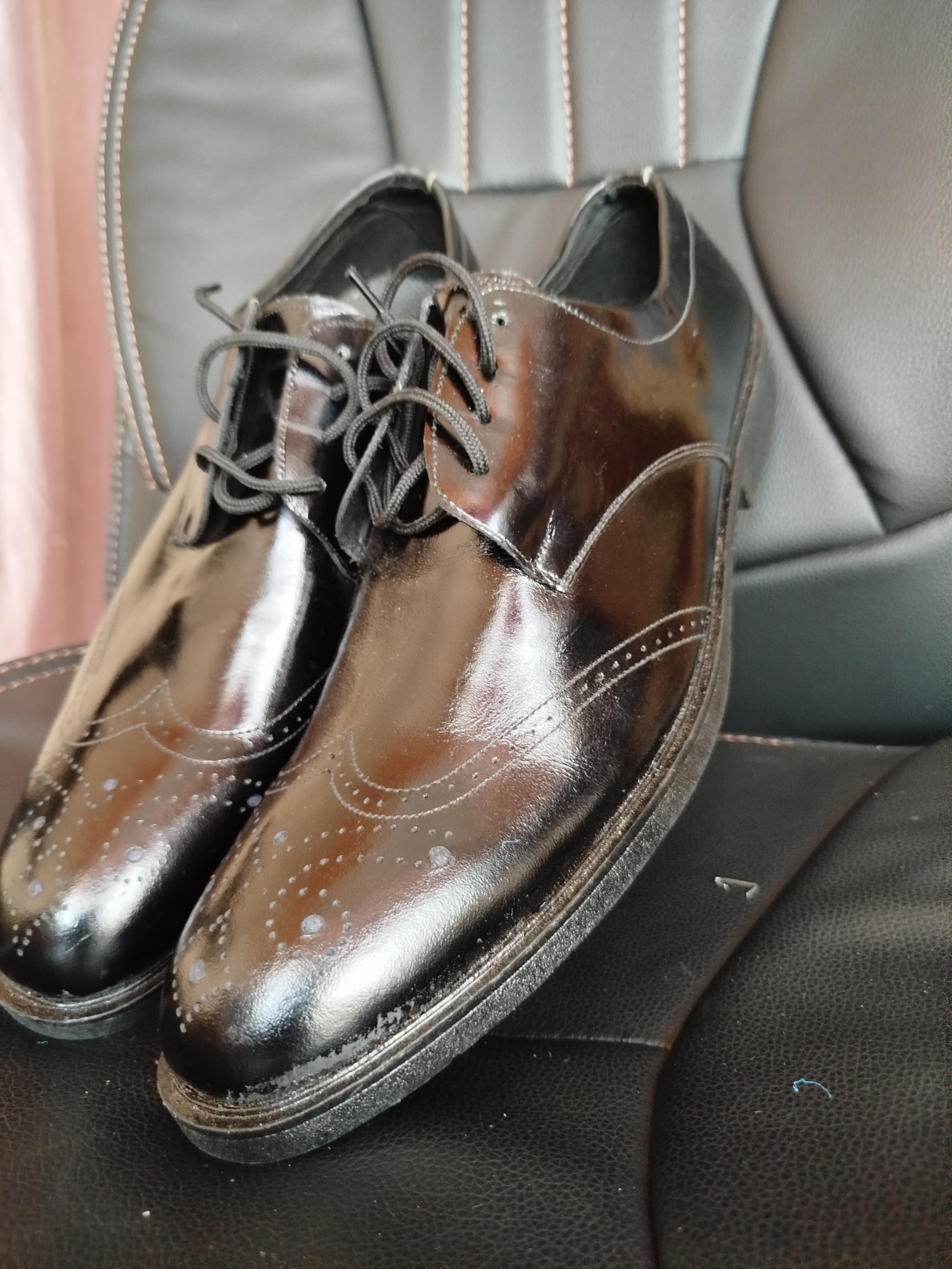 Round Tip Men's Pure Leather Oxford laced Business Shoes - Black