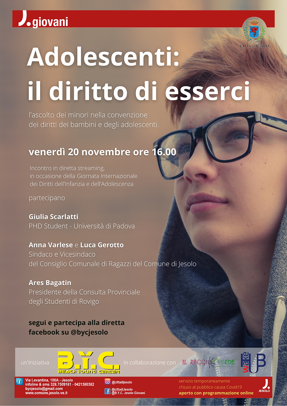 Adolescenti: il diritto di esserci. Venerdì 20 novembre alle 16 lo streaming.
