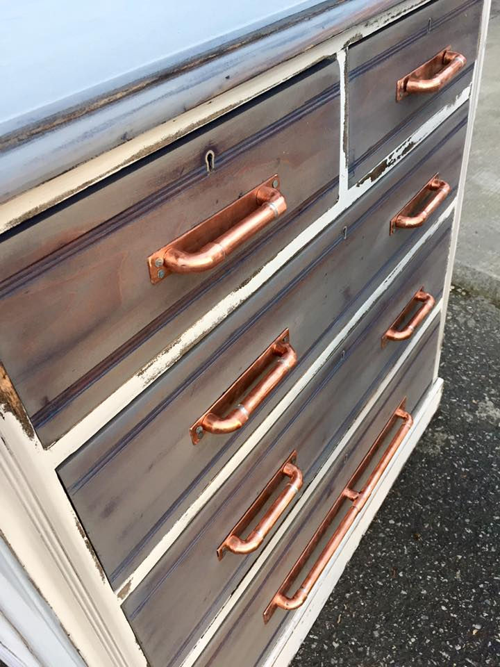 Refinished Dresser with Copper Pulls