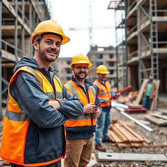CREATE A PHOTO OF CONTRACTORS ON A UK BUILDING SITE FOR MY CONTRACTORS INSURANCE WEBPAGE_ 