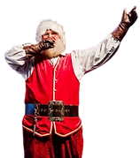 Santa singing into a microphone