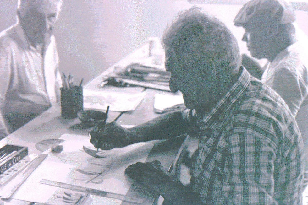 Lorenzo Cerrato desenhando no Juquery. Fotografia: Cristina Fuentes, 1987.