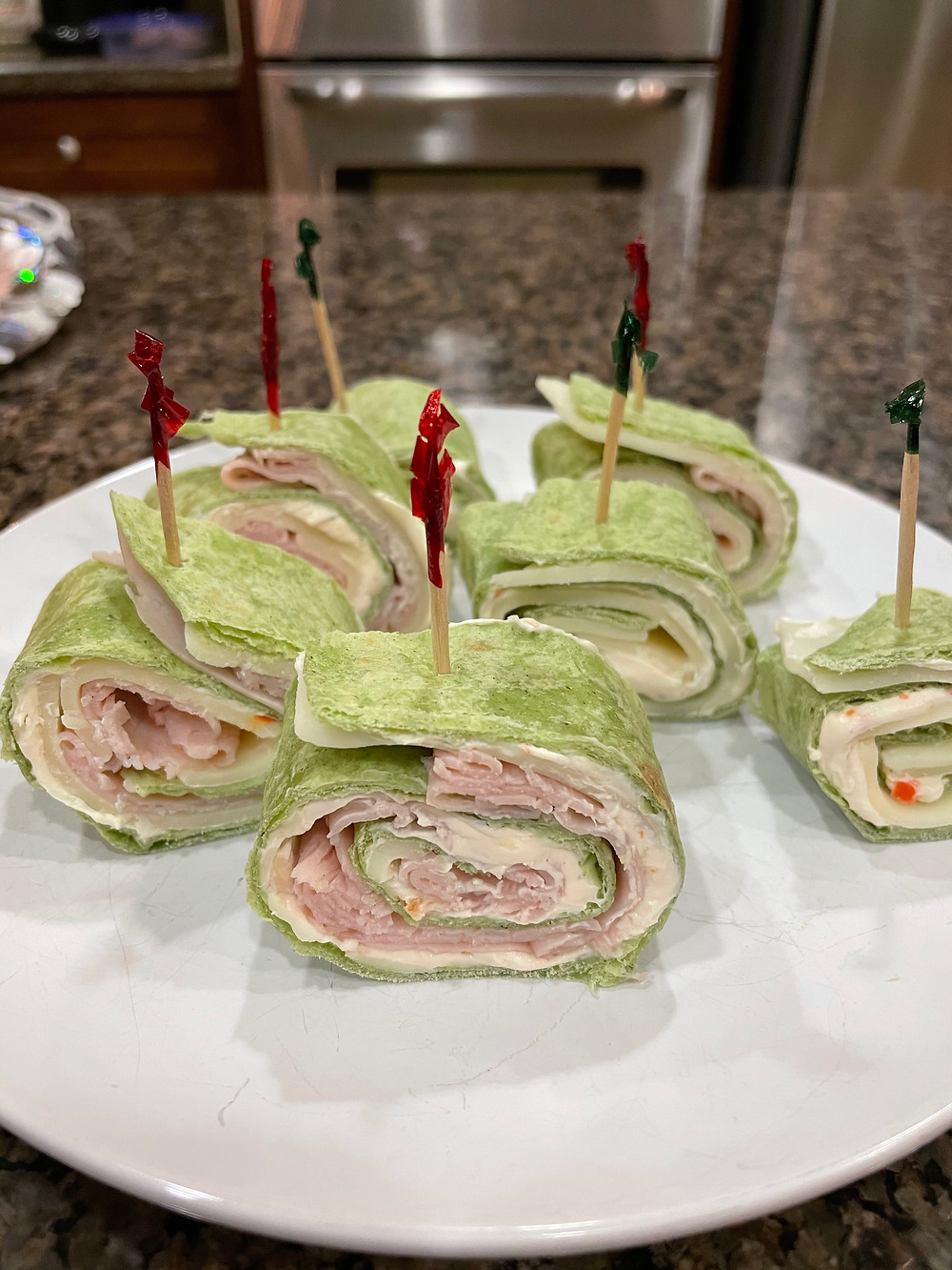 Green Grinch Pinwheel Wrap Appetizers
