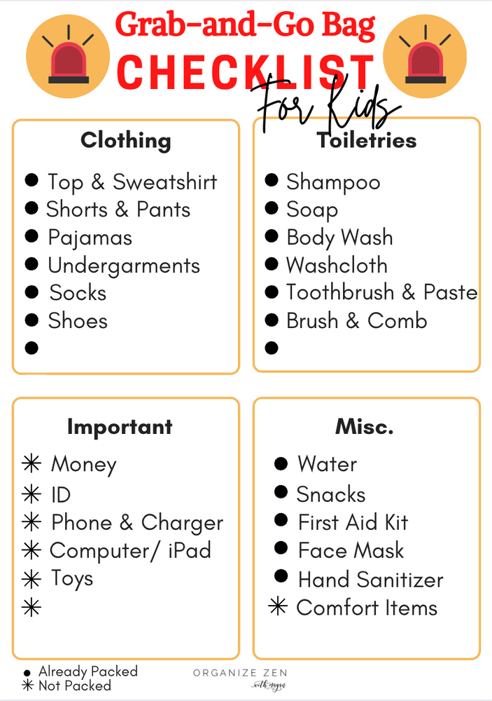 Emergency disaster preparedness for kids what to pack in your