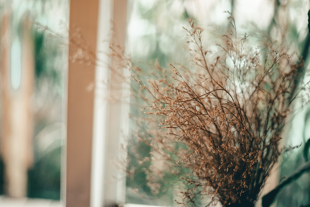 Fall Image Vase with Dried Flowers