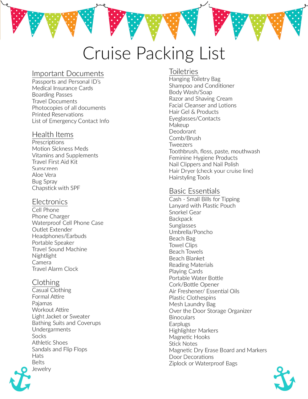 the ultimate printable cruise packing list
