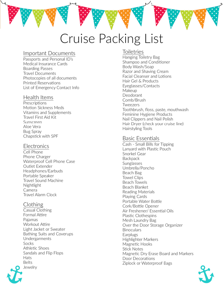 the ultimate printable cruise packing list