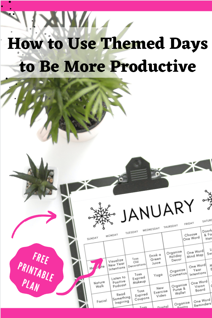 Themed Printable January Calendar on a Desk