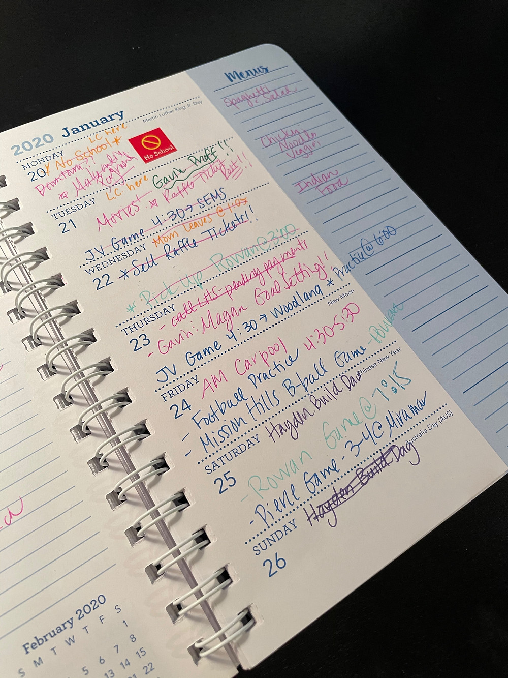 Messy Calendar filled with activities and events