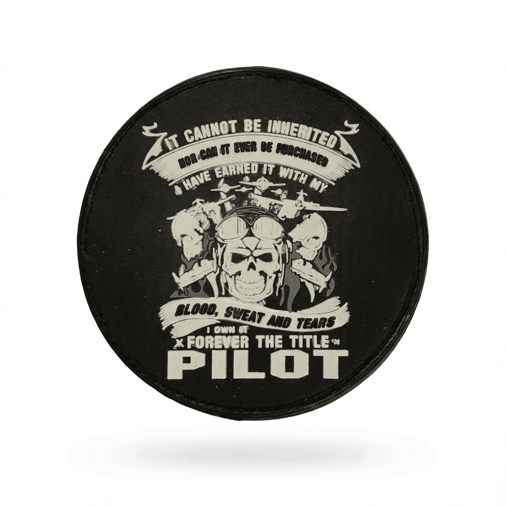 Pilot Morale Patch features a bold skull-and-aviation graphic paired with a powerful pilot’s motto, reflecting dedication
