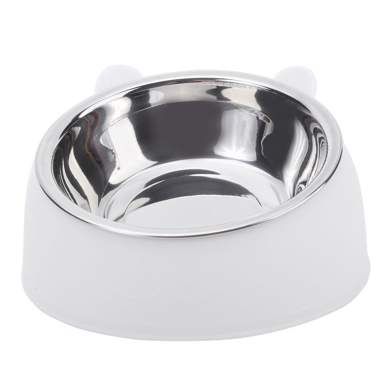 Thumbnail: 1/2/5pcs Cat Bowl Creative Inclined Kitten Puppy Food Feeding Bowls Stainless St
