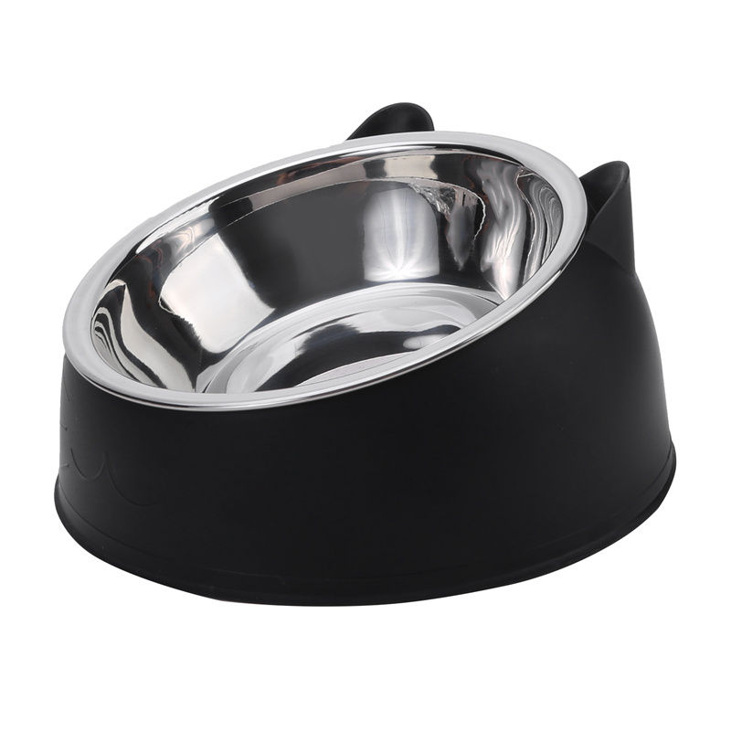 Thumbnail: 1/2/5pcs Cat Bowl Creative Inclined Kitten Puppy Food Feeding Bowls Stainless St