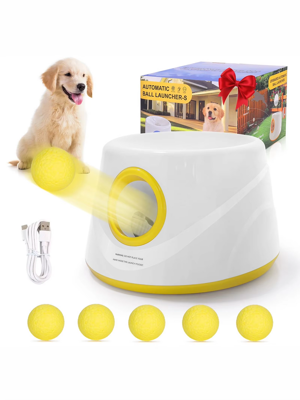 Thumbnail: Upgraded Automatic Dog Ball Launcher,Interactive Dog Tennis Ball thrower With 5 