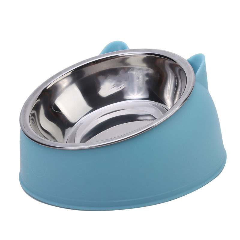 Thumbnail: 1/2/5pcs Cat Bowl Creative Inclined Kitten Puppy Food Feeding Bowls Stainless St