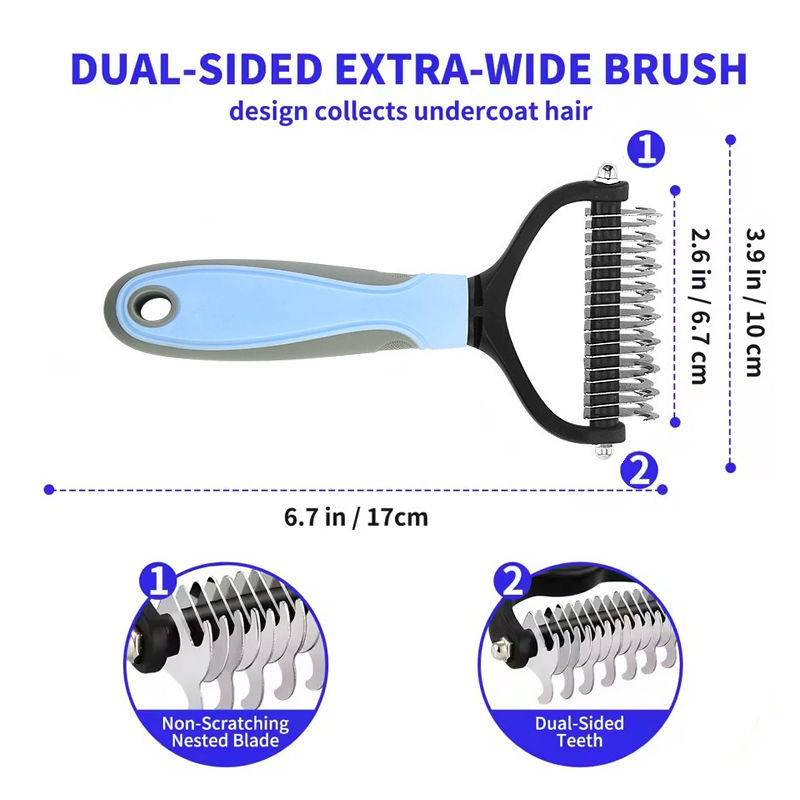 Thumbnail: Professional Pet Deshedding Brush Dog Cat Grooming Tool Hair Fur Remover Underco