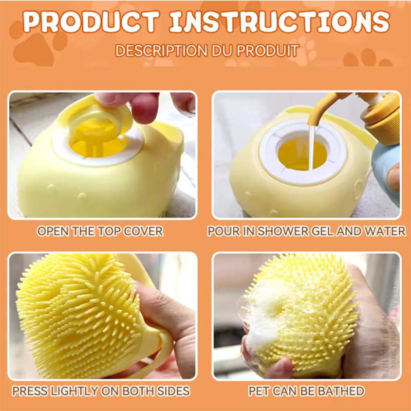 Thumbnail: New Bath Massage Brush Bathroom Multifunctional Puppy Big Dog Cat Soft Safety Si