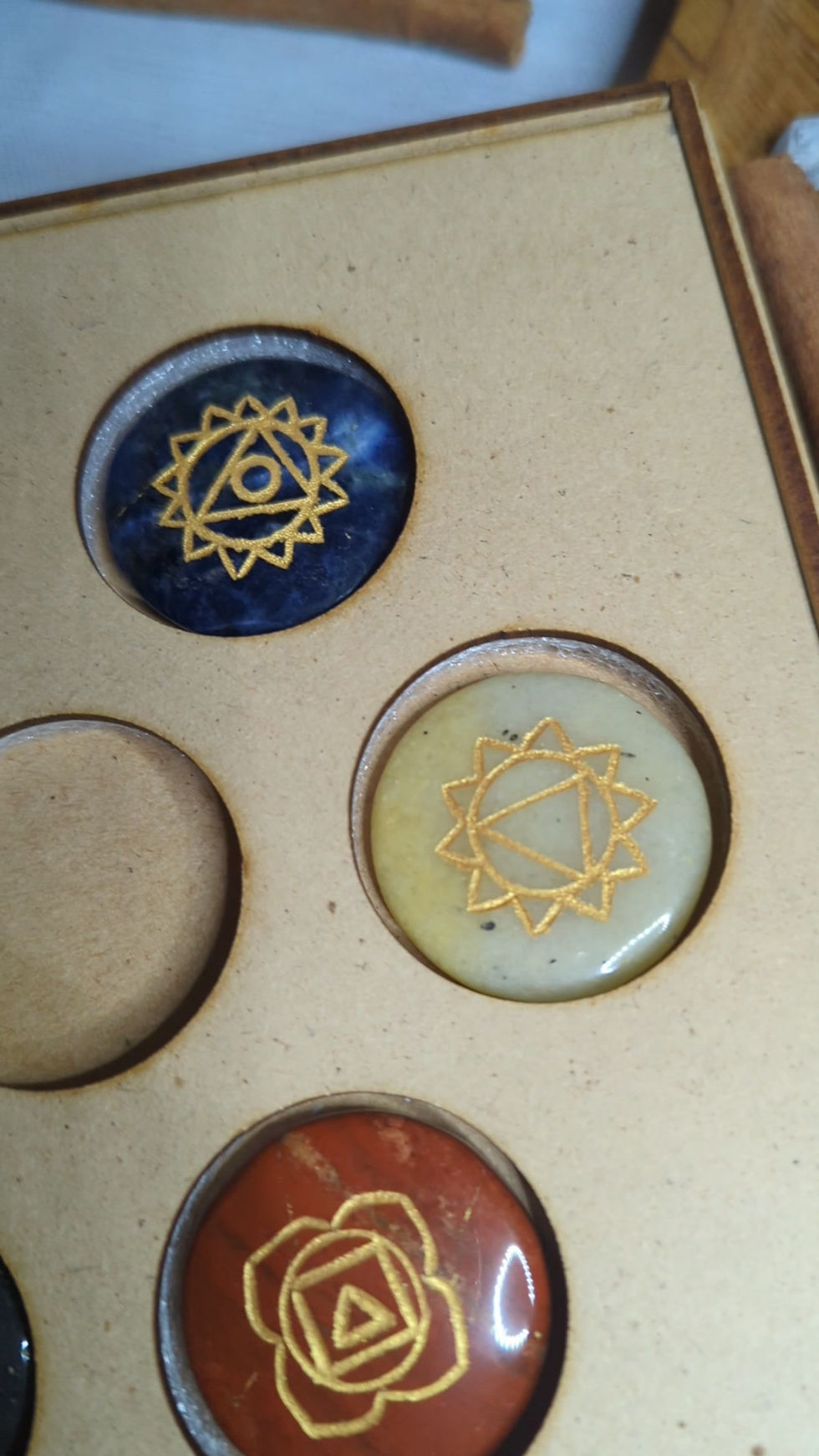 Thumbnail: Chakra palm stone set - Flower of life