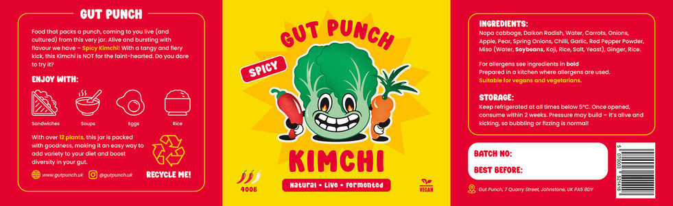 Gut Punch Spicy Kimchi Label