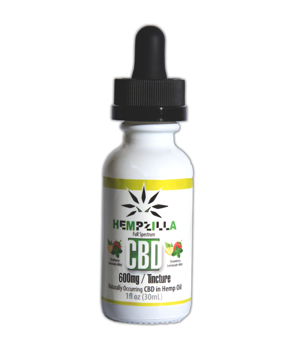 HEMPZILLA - CBD Tincture - Full-Spec/THC Free 30ml 600mg - Strawberry Lemonade
