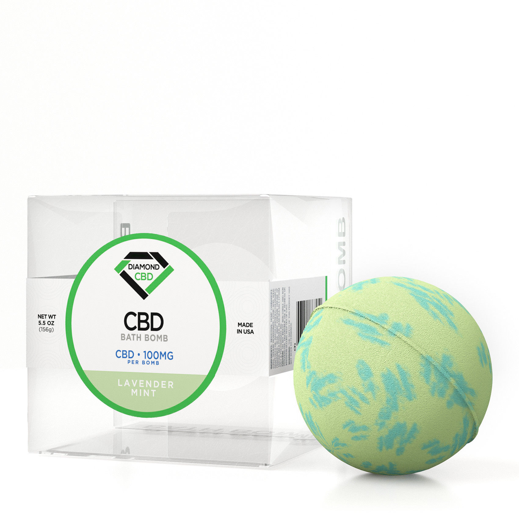DIAMOND CBD - CBD Bath Bomb - 5.5oz 100mg - Lavender Mint