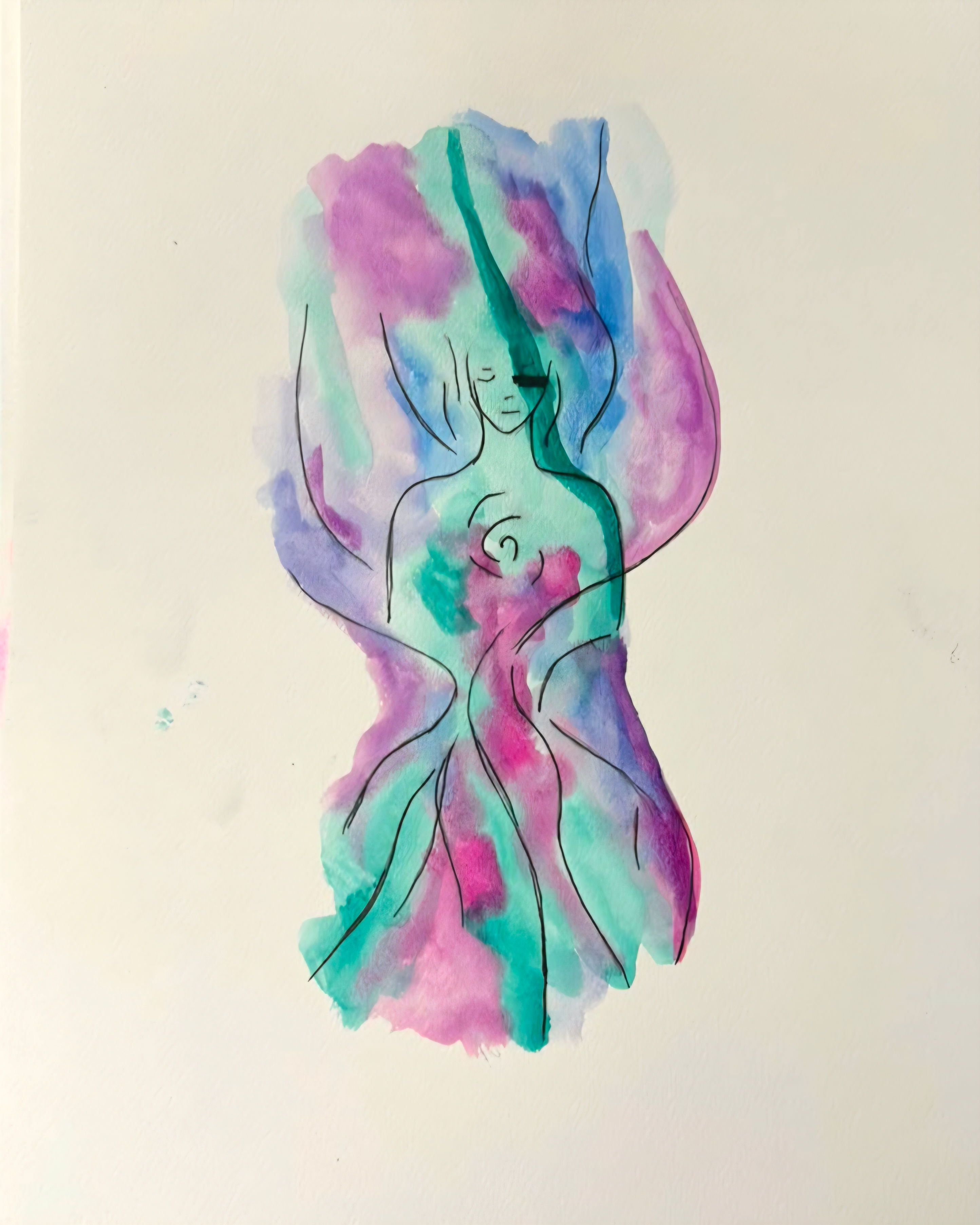 When the Heart Opens — artwork on paper by Nourhan Eltoukhi