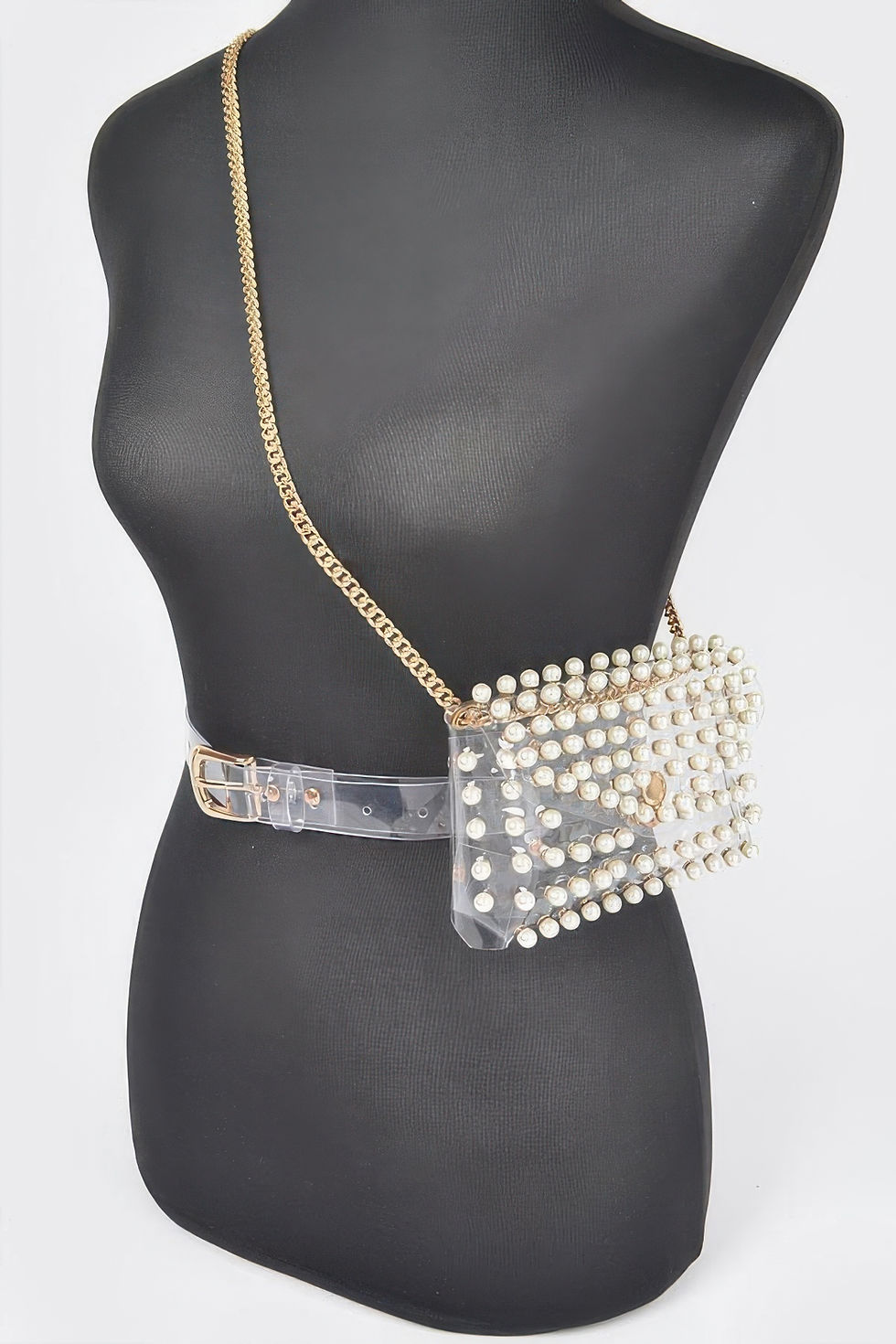 Thumbnail: Rhinestone Clear Belt Bag W/chain