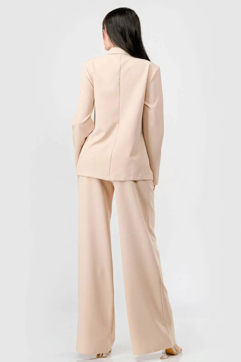 Thumbnail: Luxe Stretch Woven Loose Fit Blazer And Wide Legs Pants Semi Formal Set