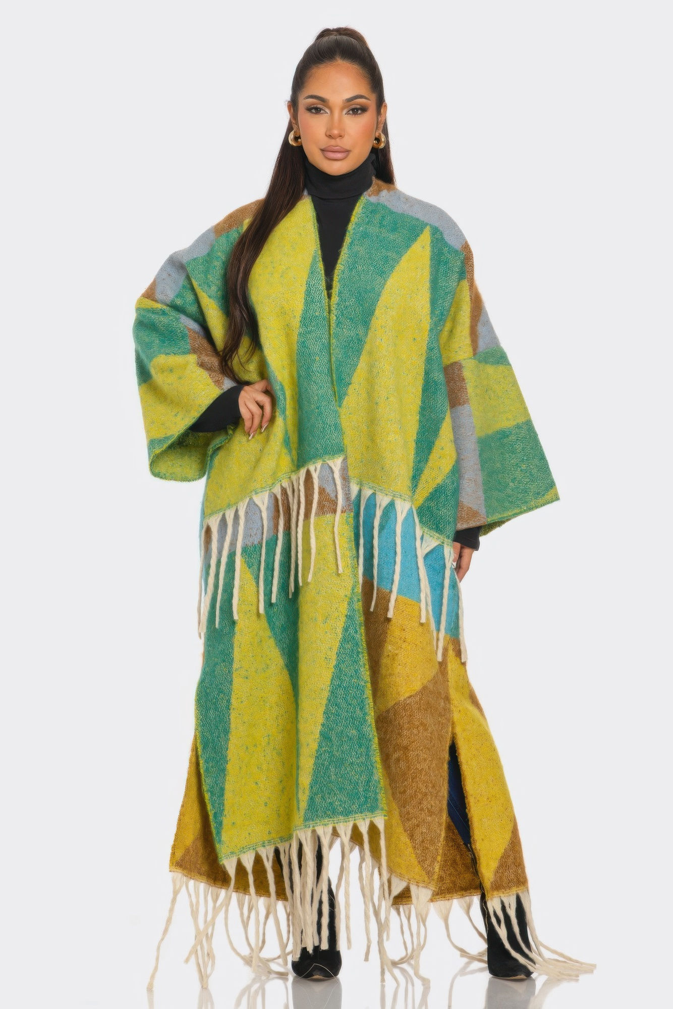 Sakari Printed Maxi Cardigan Tassel     